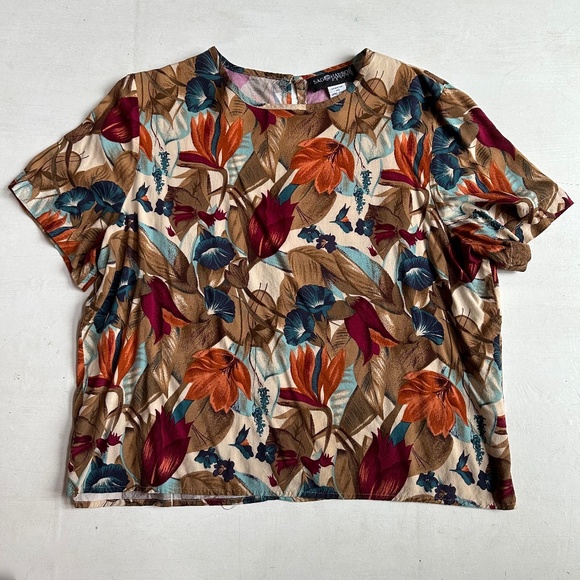 Vintage Autumn Floral Cropped Blouse - Picture 2 of 8